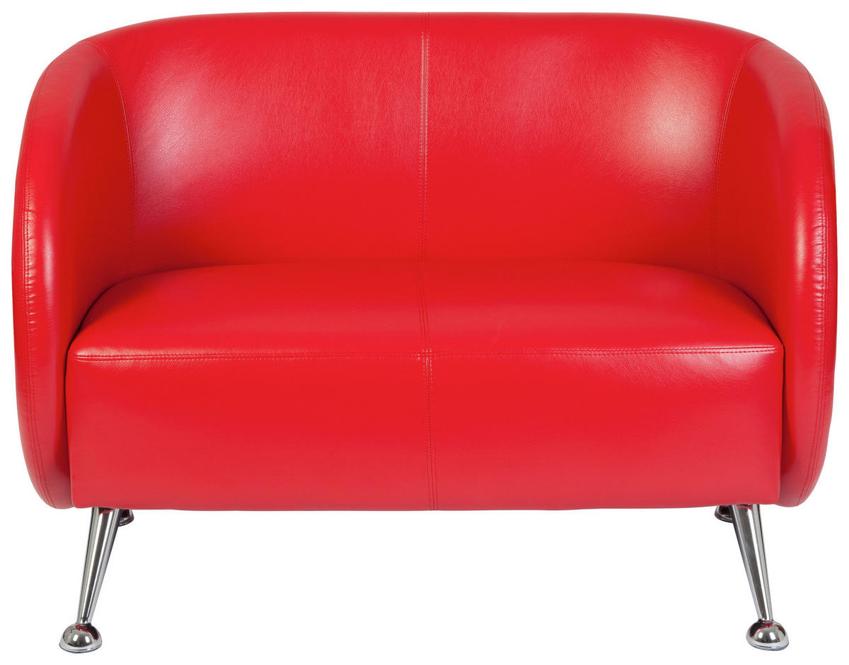 2-SITS SOFFA i textil röd  - röd/kromfärg, Modern, metall/textil (118/85/58cm) - MID.YOU