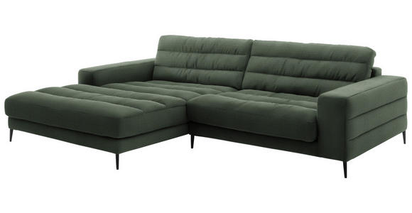 ECKSOFA in Cord Olivgrün  - Schwarz/Olivgrün, Design, Textil/Metall (207/296cm) - Dieter Knoll