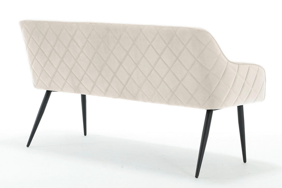 SITZBANK 160/85/61 cm Samt Creme Metall  - Creme/Schwarz, MODERN, Textil/Metall (160/85/61cm) - Livetastic