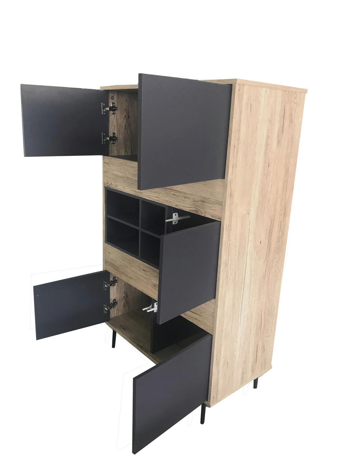 HIGHBOARD  in 78/130/39 cm  - Anthrazit/Schwarz, Design, Holzwerkstoff/Metall (78/130/39cm) - Livetastic