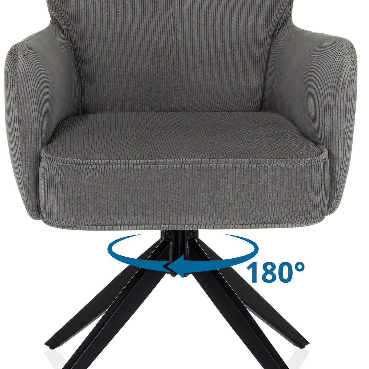 ARMLEHNSTUHL  in Cord  - Schwarz/Grau, MODERN, Textil/Metall (58/94/60cm) - MID.YOU