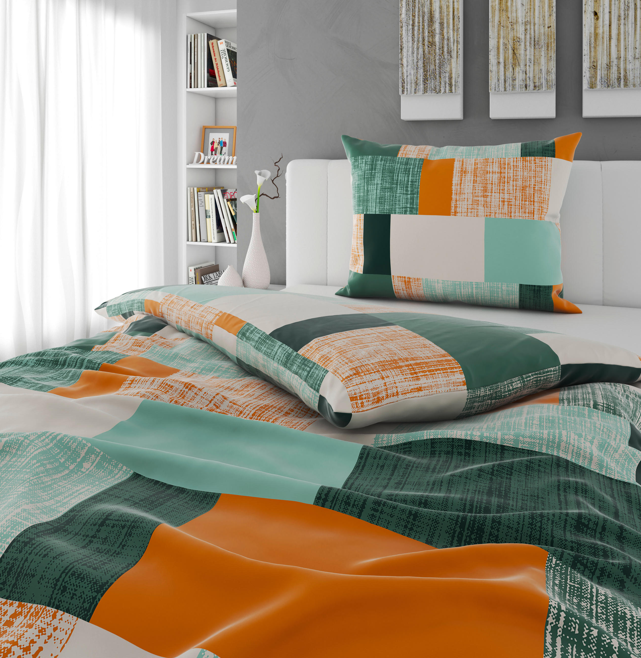 POVLEČENÍ, satén, zelená, 140/200 cm - zelená, Konvenční, textil (140/200cm) - Esposa