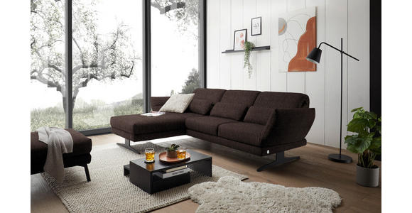 ECKSOFA Braun Flachgewebe  - Schwarz/Braun, Design, Textil/Metall (176-217/279-327cm) - Dieter Knoll