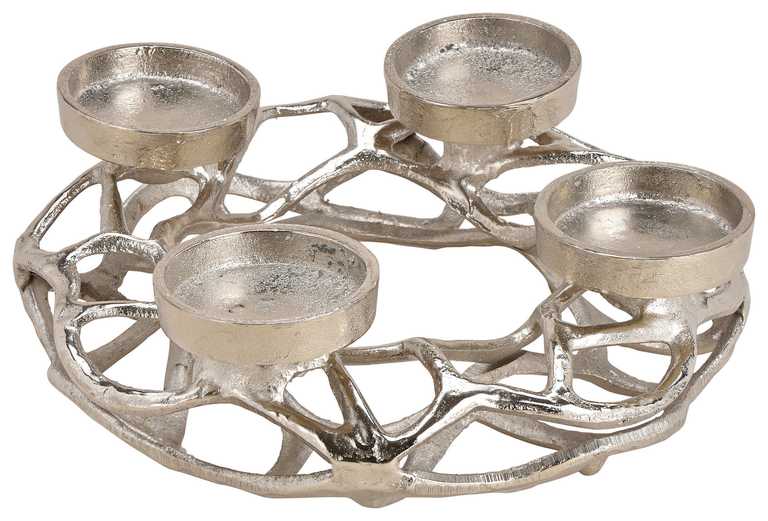 ADVENTSKERZENHALTER  - Nickelfarben, KONVENTIONELL, Metall (40,5/40/10,5cm) - X-Mas