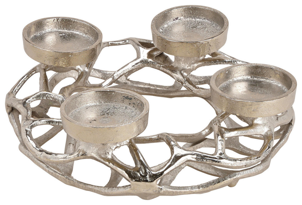 ADVENTSKERZENHALTER  - Nickelfarben, KONVENTIONELL, Metall (40,5/40/10,5cm) - X-Mas