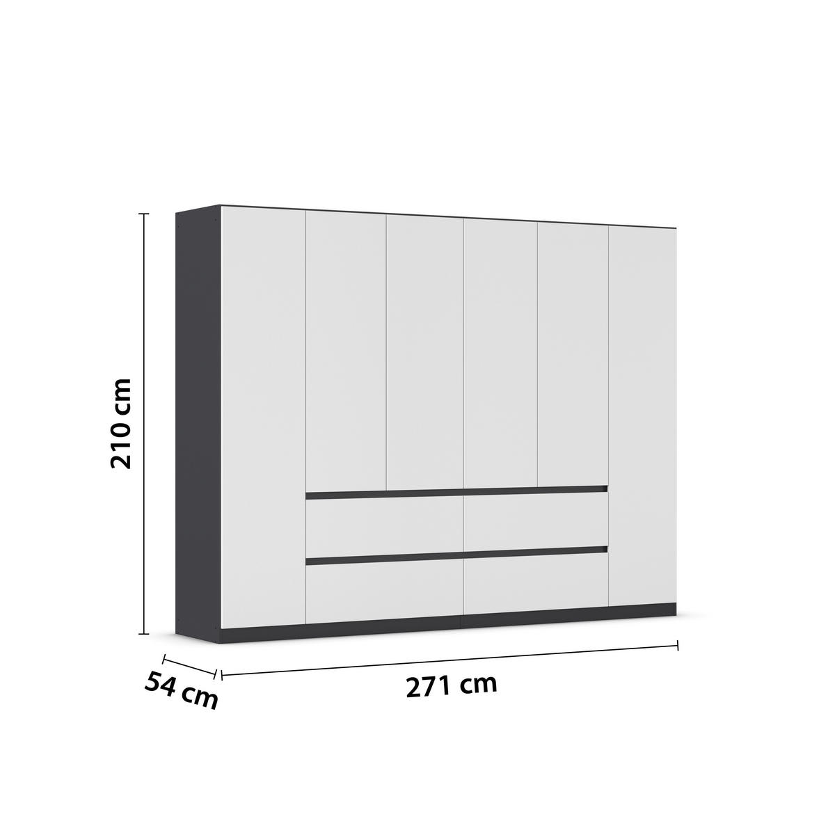 DREHTÜRENSCHRANK in Grau, Weiss  - Weiss/Grau, Basics, Holzwerkstoff (271/210/54cm) - Rauch Möbel