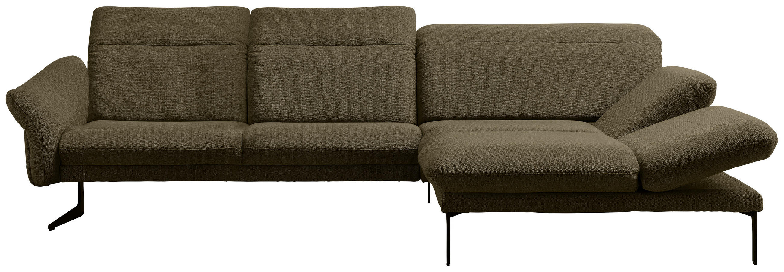 ECKSOFA in Webstoff Dunkelgrün  - Dunkelgrün/Anthrazit, Design, Textil/Metall (299/203cm) - Himolla