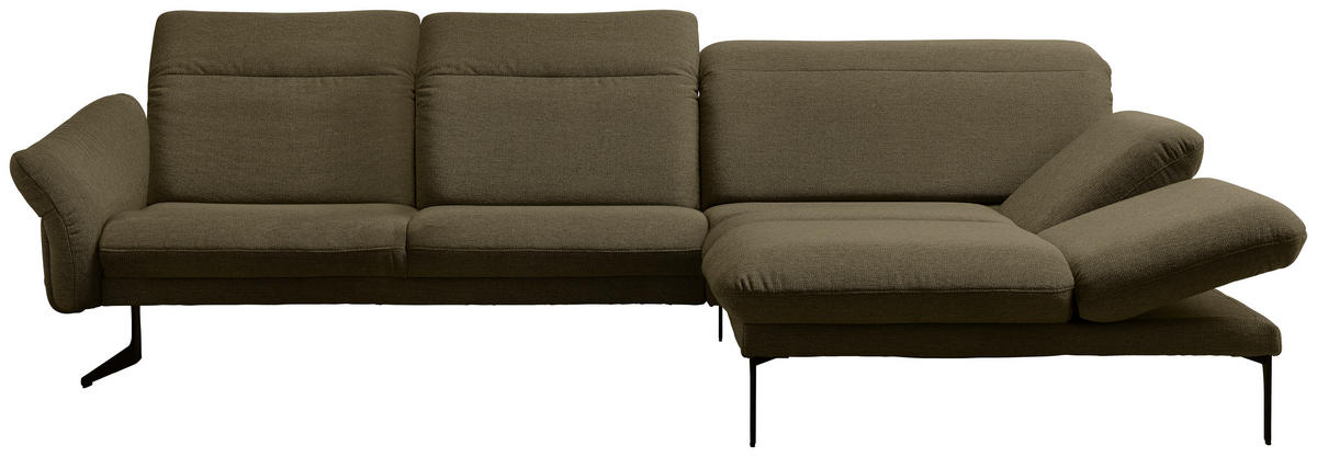 ECKSOFA in Webstoff Dunkelgrün  - Dunkelgrün/Anthrazit, Design, Textil/Metall (299/203cm) - Himolla