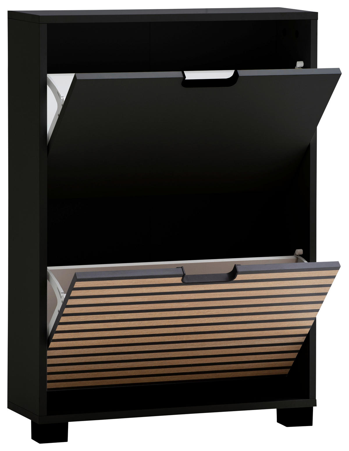 SCHUHKIPPER - Eichefarben/Schwarz, Design, Holzwerkstoff/Kunststoff (59,8/85,2/19,55cm) - MID.YOU