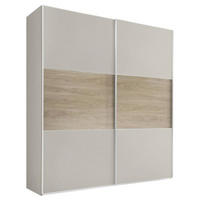 SCHWEBETÜRENSCHRANK  in Sandfarben, Eiche San Remo  - Sandfarben/Alufarben, MODERN, Glas/Holzwerkstoff (188/222/68cm) - MID.YOU