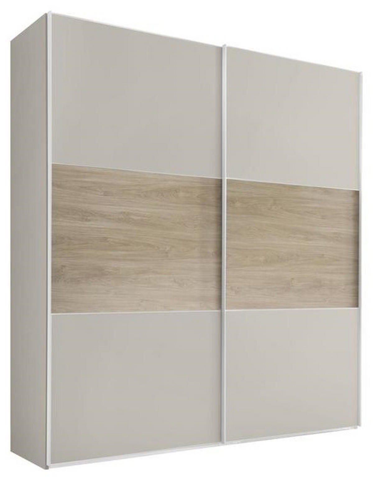 SCHWEBETÜRENSCHRANK  in Sandfarben, Eiche San Remo  - Sandfarben/Alufarben, MODERN, Glas/Holzwerkstoff (188/222/68cm) - MID.YOU