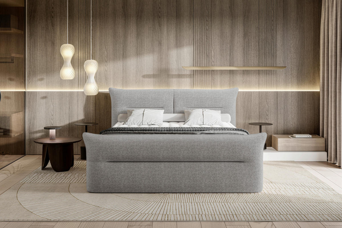 BOXSPRINGBETT 180/200 cm  in Grau  - Schwarz/Grau, Design, Kunststoff/Textil (180/200cm) - Chameo