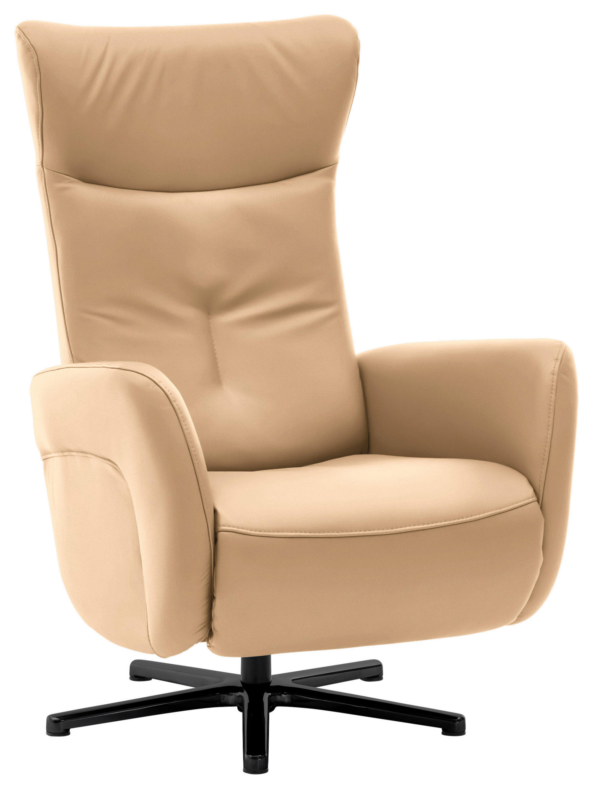 FAUTEUIL RELAX in Leder Honig  - Schwarz/Honig, Design, Leder/Metall (76/112/83cm) - Beldomo Speed