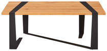 COUCHTISCH Eiche massiv rechteckig Naturfarben, Schwarz 110/60/41 cm  - Schwarz/Naturfarben, Natur, Holz/Metall (110/60/41cm) - Livetastic