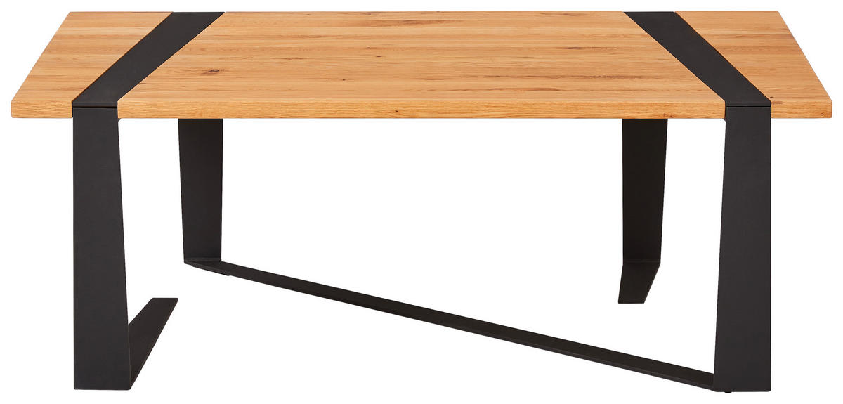 KONFERENČNÍ STOLEK, černá, přírodní barvy, dřevo, kov, 110/60/41 cm - černá/přírodní barvy, Natur, kov/dřevo (110/60/41cm) - Livetastic