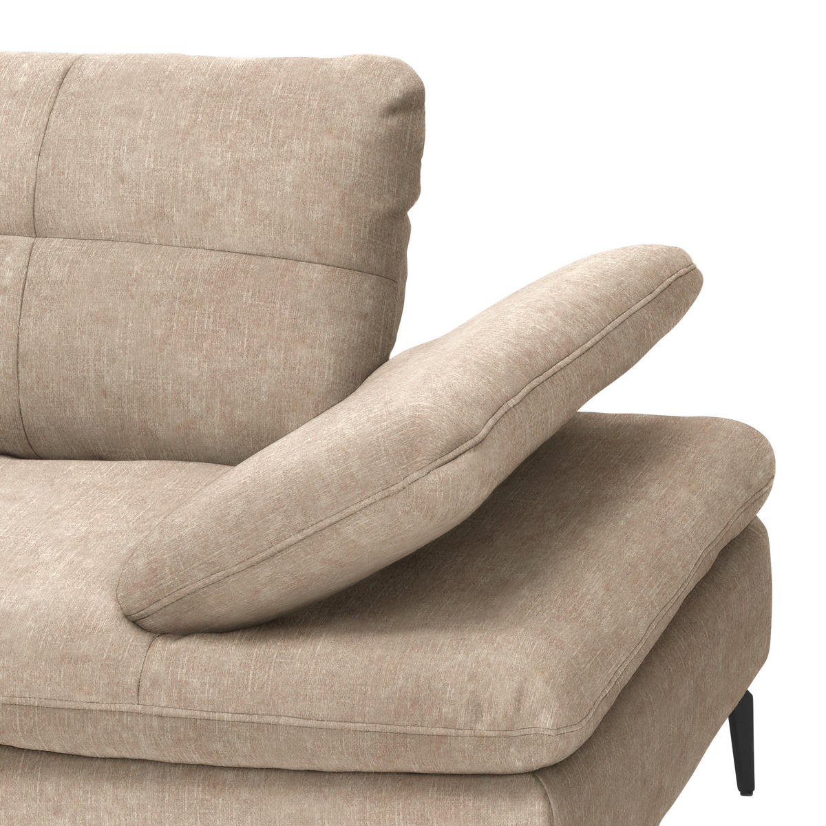 ECKSOFA in Velours Sandfarben  179/301 cm  - Sandfarben/Schwarz, Design, Textil/Metall (179/301cm) - Chilliano