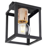 DECKENLEUCHTE 17/17/22,5 cm   - Schwarz/Naturfarben, Design, Holz/Metall (17/17/22,5cm) - Globo