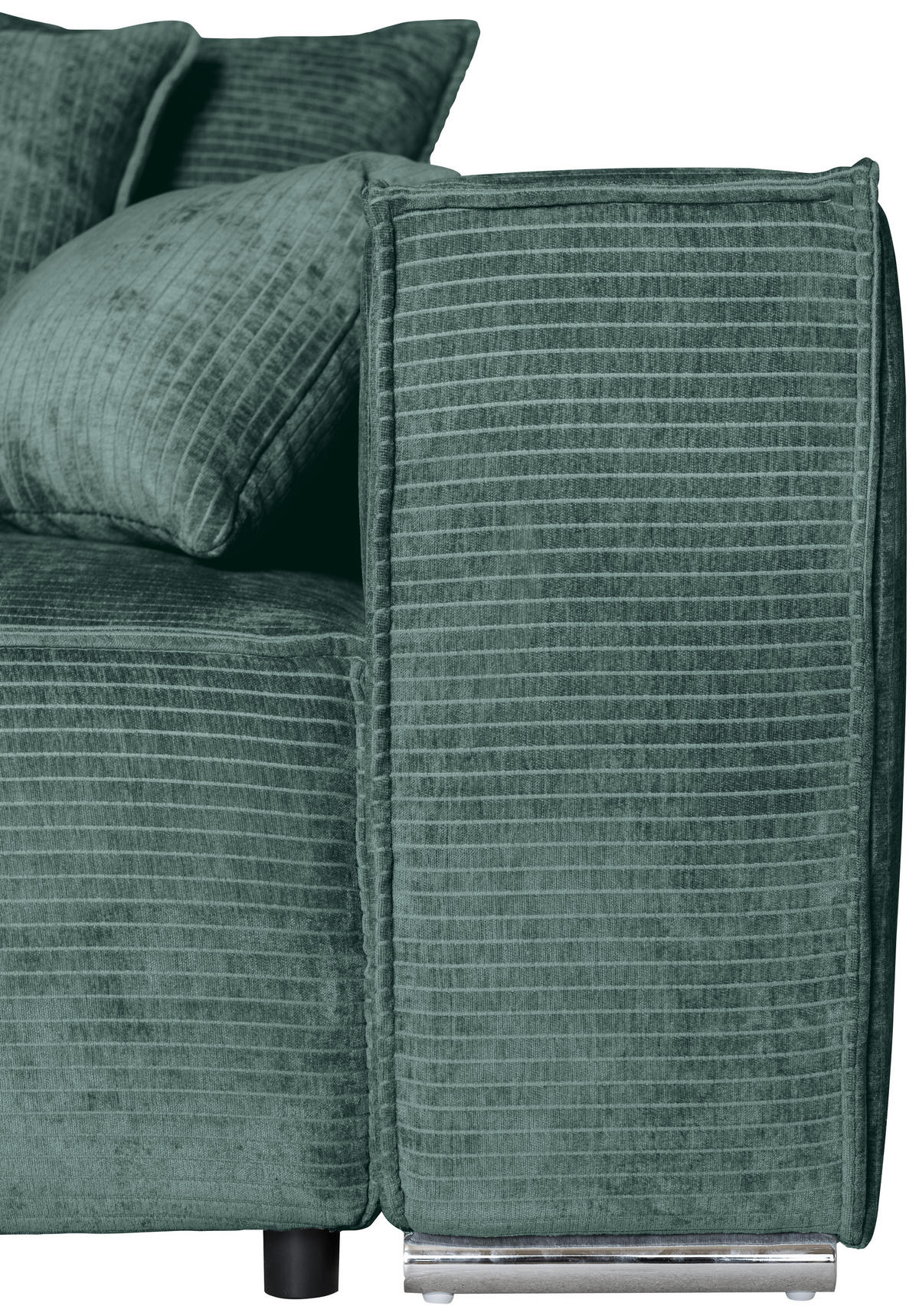 BIGSOFA in Flachgewebe Grün  - Chromfarben/Grün, KONVENTIONELL, Textil/Metall (256/68/122cm) - Carryhome
