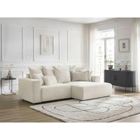 ECKSOFA Ottomane rechts  ATILLA Weiß Flachgewebe  - Schwarz/Weiß, MODERN, Kunststoff/Textil (244/149cm)