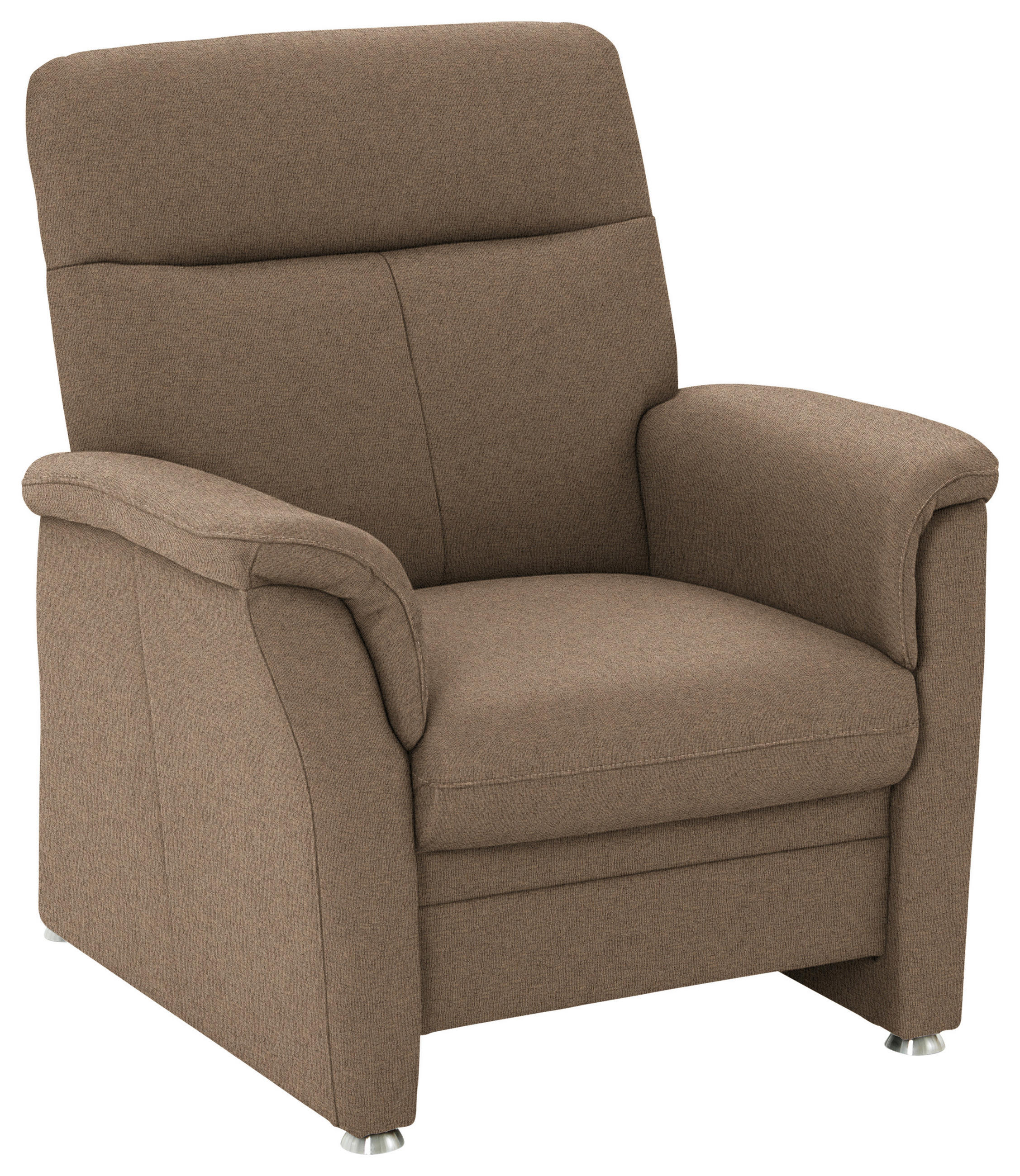 SESSEL Flachgewebe Hellbraun  - Hellbraun/Alufarben, Konventionell, Textil/Metall (90/100/89cm) - Beldomo Comfort