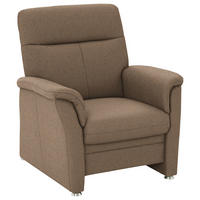 SESSEL Flachgewebe Hellbraun  - Hellbraun/Alufarben, Konventionell, Textil/Metall (90/100/89cm) - Beldomo Comfort
