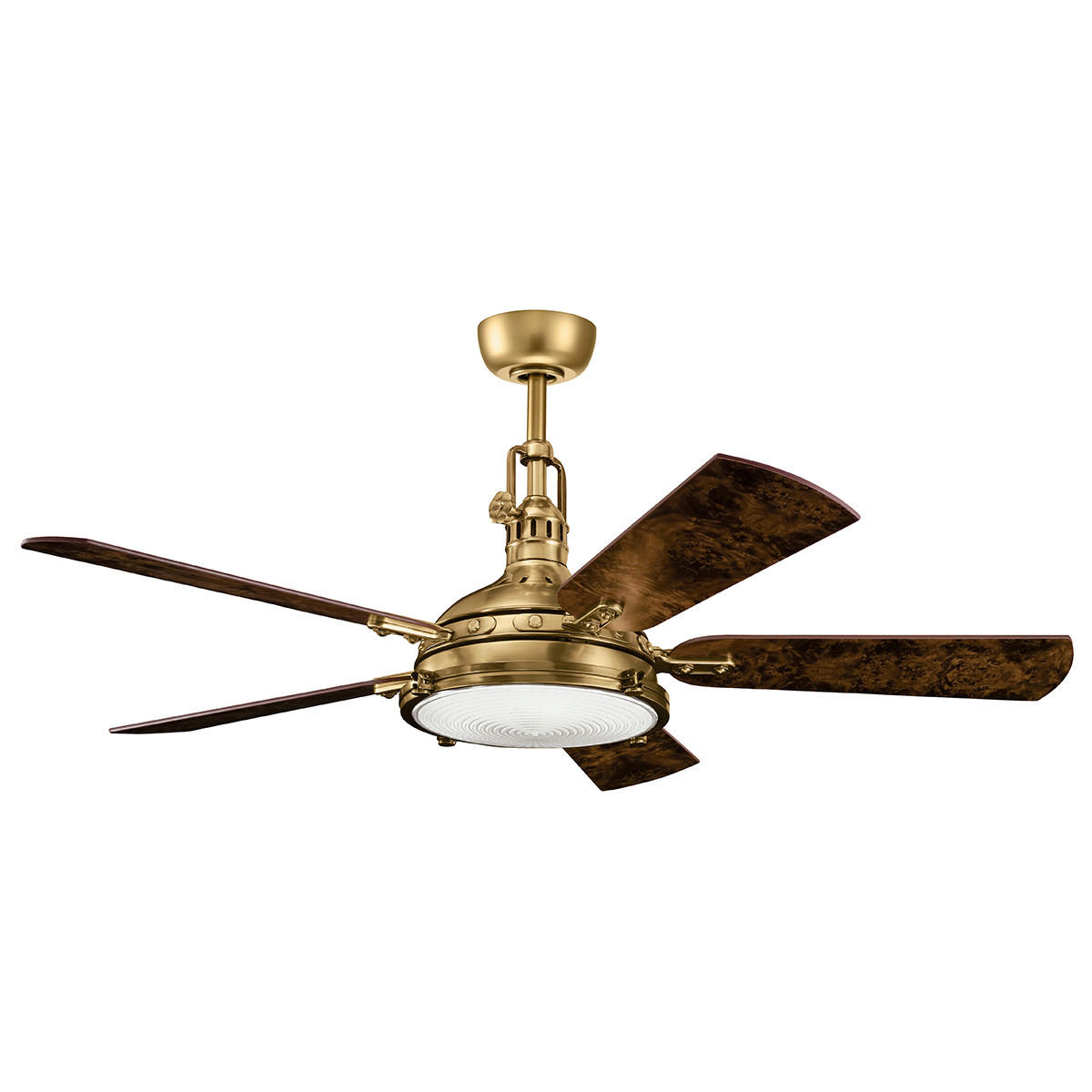 Ventilator mit Beleuchtung Hatteras Bay 142/57 cm  - Dunkelbraun/Messingfarben, KONVENTIONELL, Glas/Kunststoff (142/57cm) - Elstead Lighting