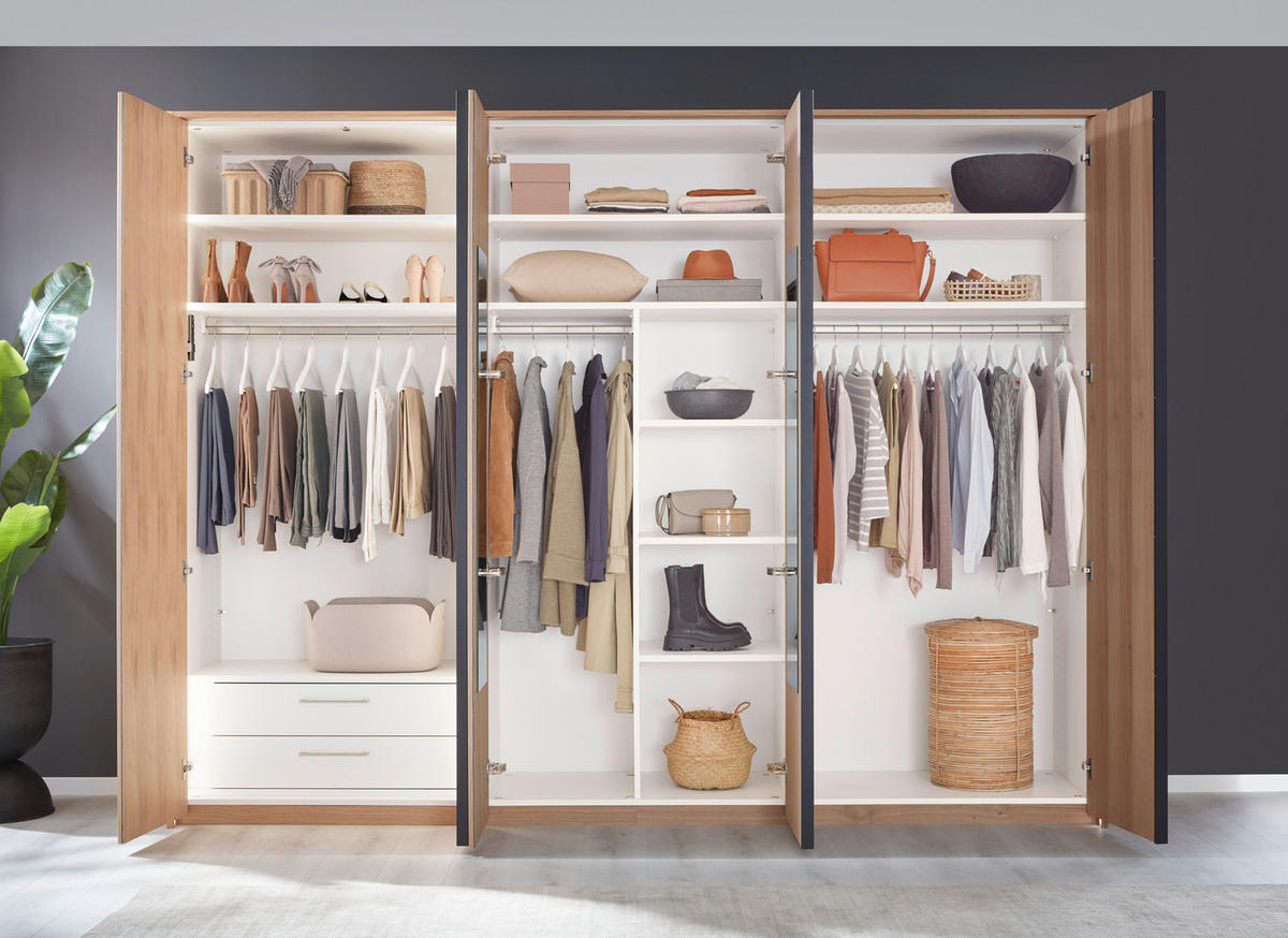 DREHTÜRENSCHRANK 299,2/229,4/59,5 cm 6-türig Eichefarben  - Eichefarben/Anthrazit, KONVENTIONELL, Holz/Holzwerkstoff (299,2/229,4/59,5cm) - Dieter Knoll