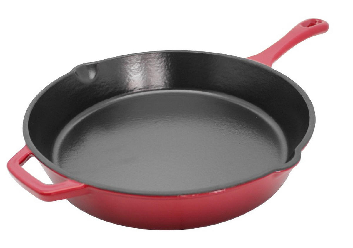 SCHMORPFANNE Gusseiserne Schmorpfanne Keramikbeschichtung 28 cm  - Kirschrot, Basics, Metall (28cm) - ELO