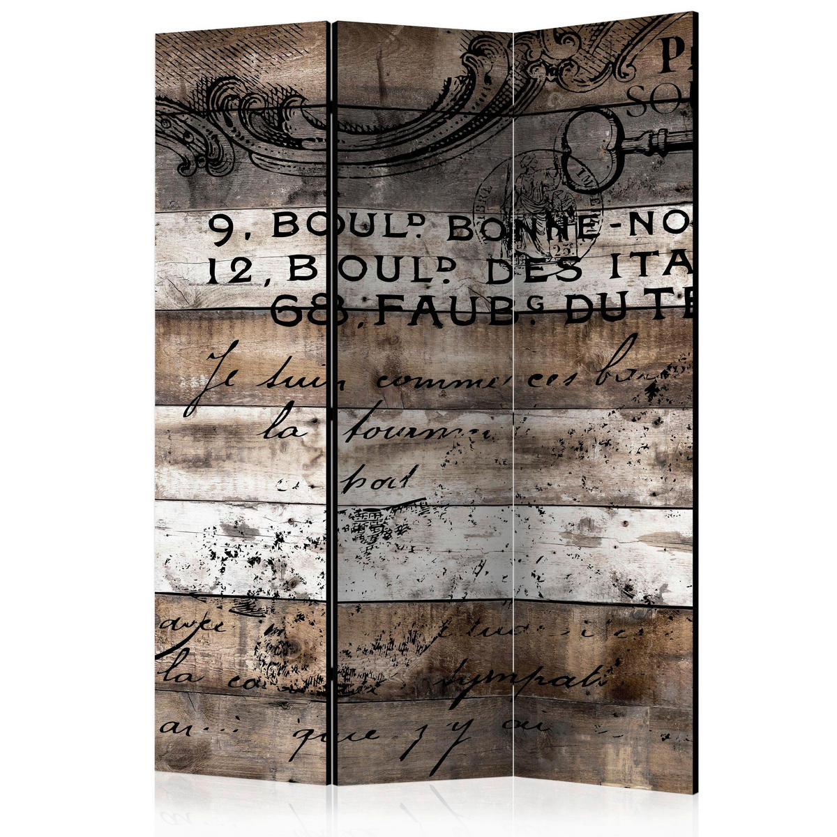 PARAVENT mit 3  Flügel - Hellbraun/Weiß, Basics, Holz/Kunststoff (135/172/3cm) - artgeist
