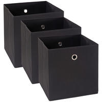 FALTBOX 3er Set - Silberfarben/Schwarz, Design, Karton/Textil (32/32/32cm) - Carryhome