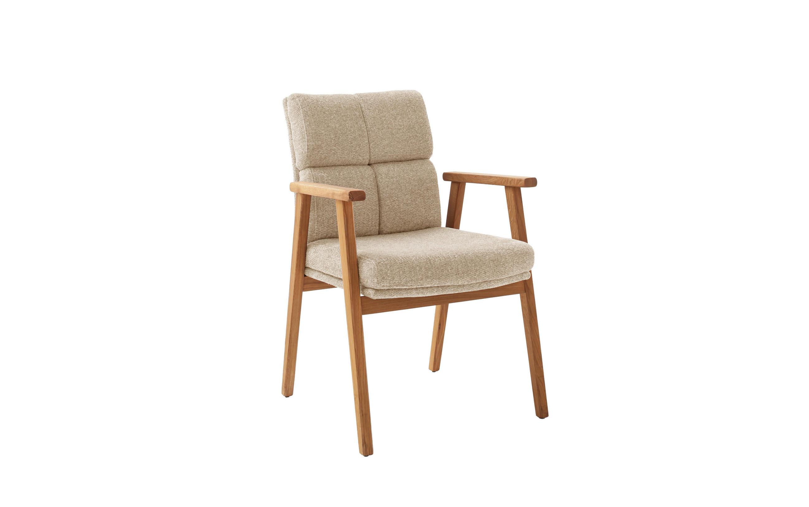 ARMLEHNSTUHL   Bouclé  - Sandfarben/Wildeiche, Modern, Holz/Textil (58/87/67cm) - MID.YOU