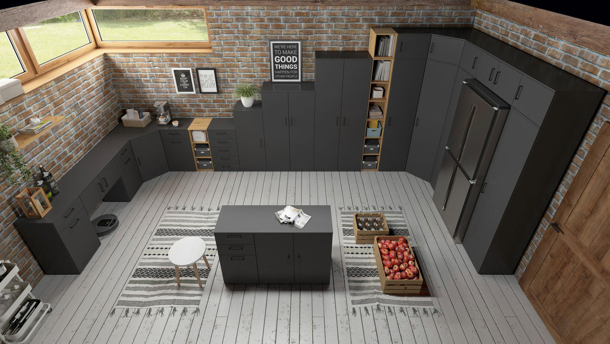 AUFSATZSCHRANK 30/35/40 cm   - Schwarz/Graphitfarben, Modern, Holzwerkstoff/Kunststoff (30/35/40cm) - Carryhome