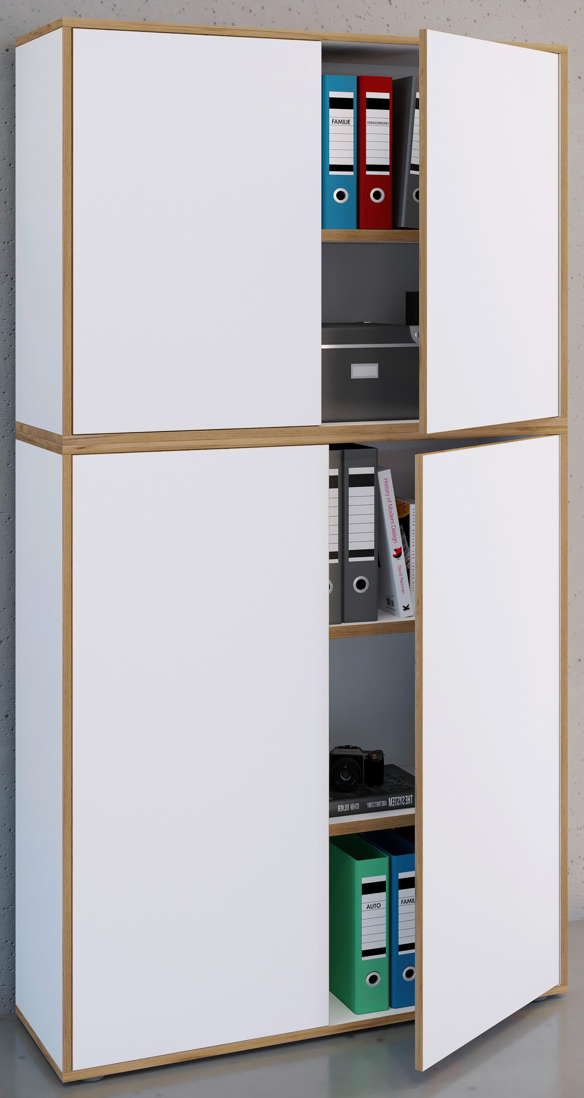 AKTENSCHRANK 100/183/33 cm  - Honigeiche/Weiss, Design, Holzwerkstoff (100/183/33cm) - MID.YOU