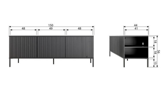 LOWBOARD Kiefer massiv Schwarz  - Schwarz, Design, Holz/Holzwerkstoff (150/56/44cm) - Ambia Home