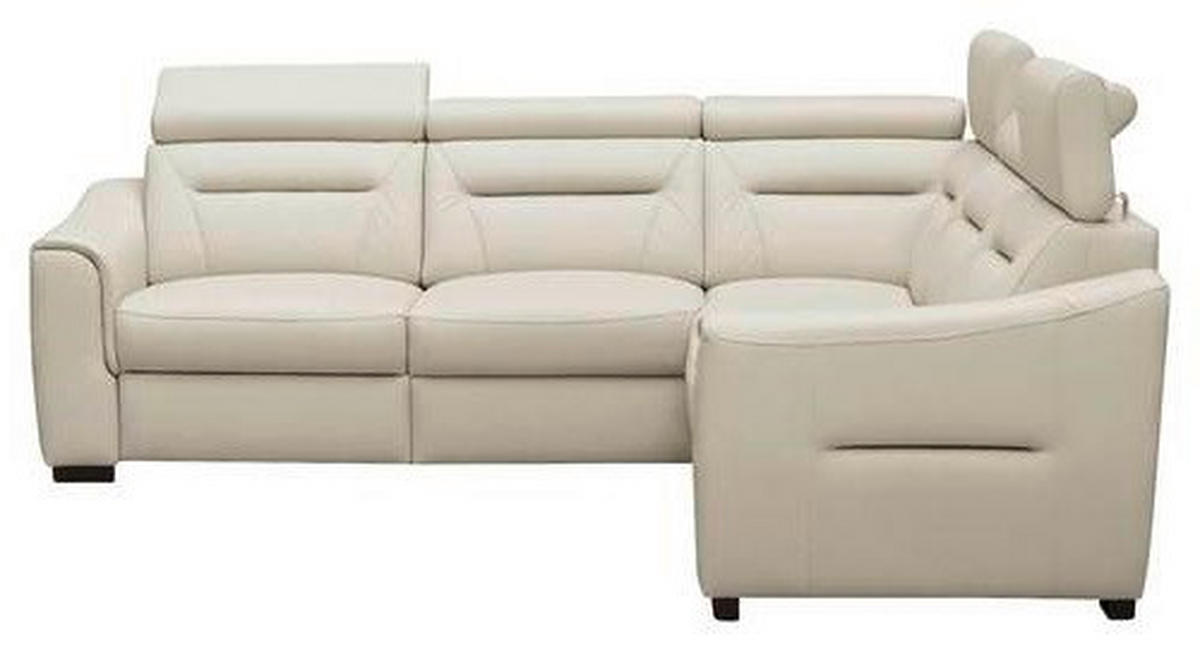 ECKSOFA Creme Echtleder Lederlook Schlaffunktion, Rücken echt, Relaxfunktion, Kopfteilverstellung  - Wengefarben/Creme, Design, Leder/Holz (260/260cm) - Celina Home