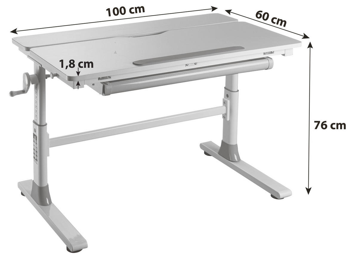 JUGENDSCHREIBTISCH Weiss  - Weiss, Modern, Holzwerkstoff/Metall (100/76/60cm) - MID.YOU