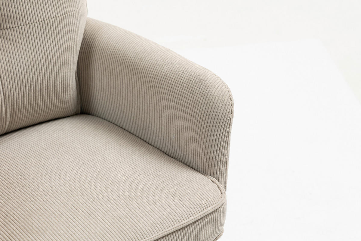ARMLEHNSTUHL  in Feincord  - Taupe/Creme, Design, Textil/Metall (61/95/67cm) - Novel