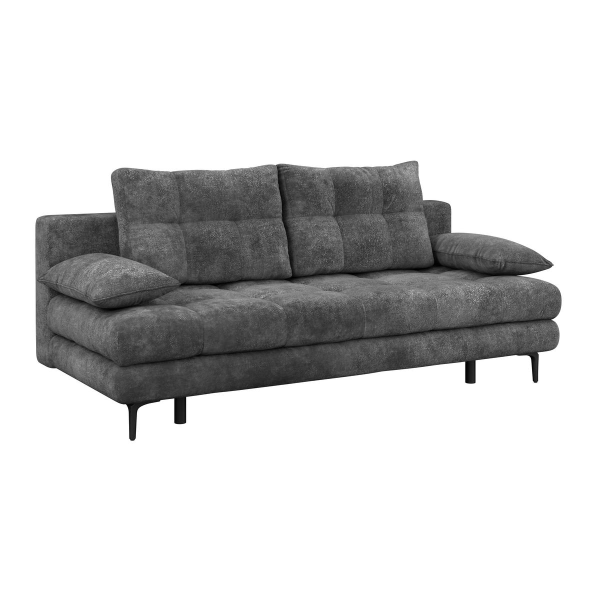 SCHLAFSOFA  mit Liegefunktion, Schlafen auf Sitzhöhe, Rücken echt Chenille Schwarz  - Schwarz, KONVENTIONELL, Textil/Metall (203/94/96cm) - Carryhome