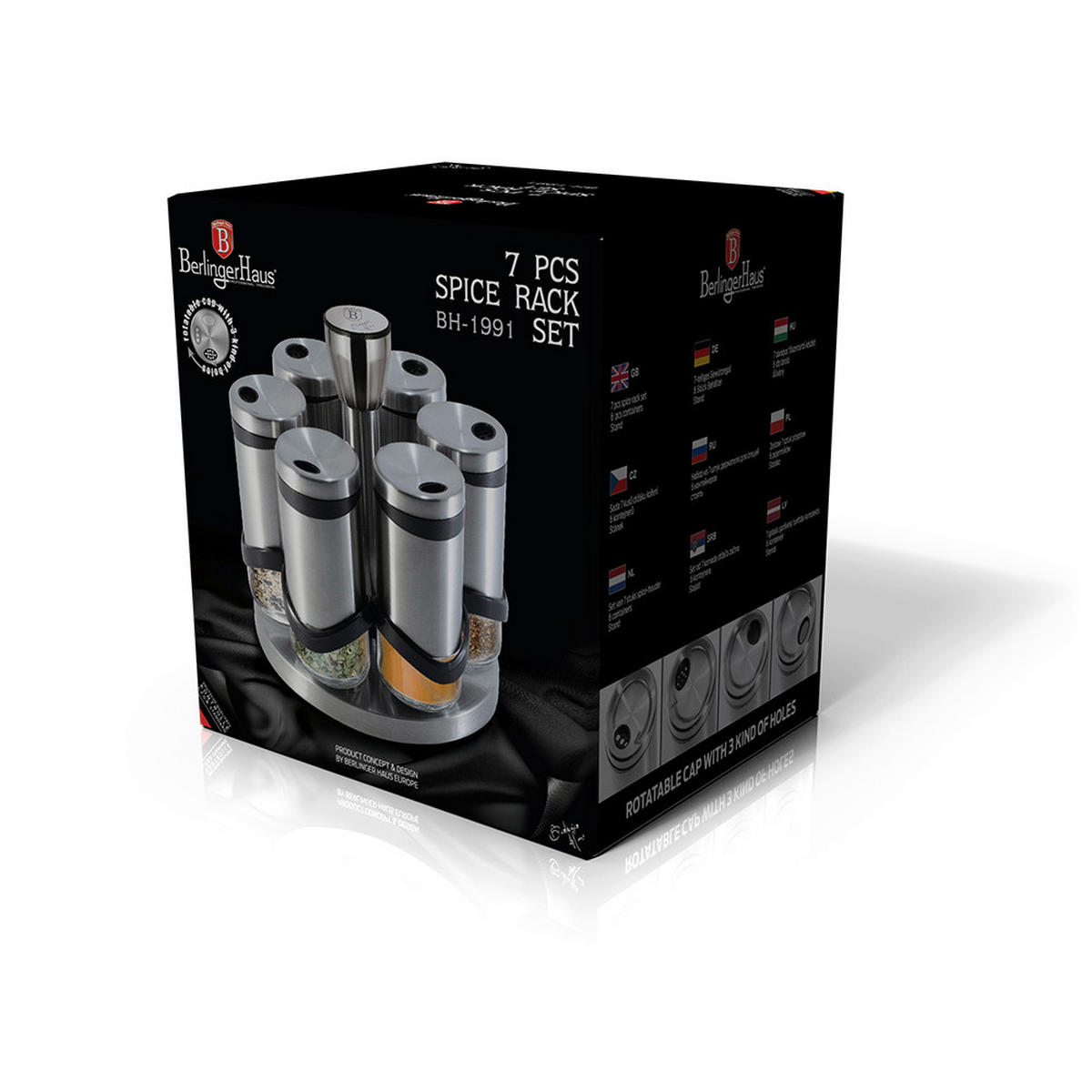 SET POSUDA ZA ZAČINE  - boje oplemenjenog čelika/prozirno, Design, staklo/metal (18,2/16,8/15,7cm) - Berlinger Haus