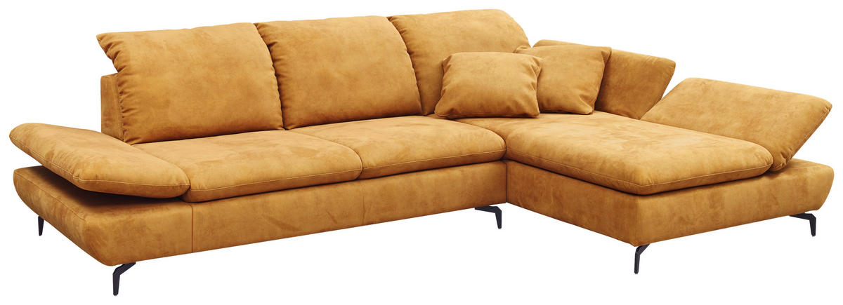 ECKSOFA in Mikrofaser Currygelb  315/200 cm  - Currygelb/Schwarz, Design, Textil/Metall (315/200cm) - Chilliano