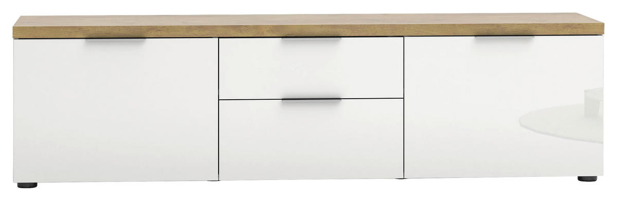NIZKA OMARICA bela, visoki sijaj  - črna/barve hrasta, Design, kovina/umetna masa (180/49/43cm) - Xora