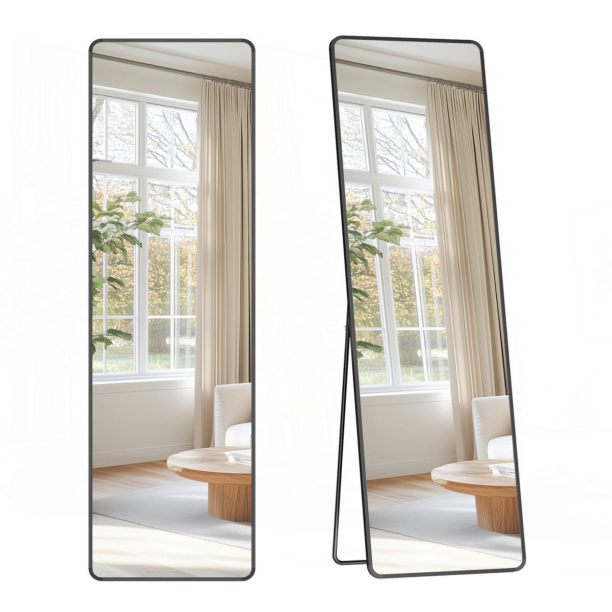 STANDSPIEGEL 40/150/29 cm  - Schwarz, Trend, Glas/Metall (40/150/29cm) - Boxxx