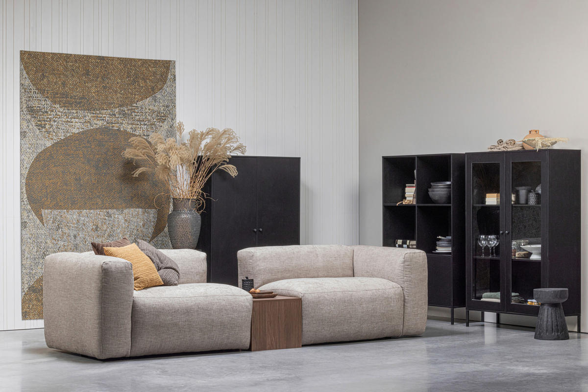 VITRINE  in massiv Kiefer Schwarz  - Schwarz, Design, Glas/Holz (100/155/40cm) - Livetastic