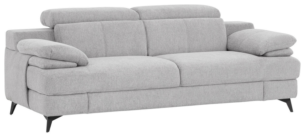 2-SITZER-SOFA in Chenille Silberfarben  - Silberfarben/Schwarz, Design, Textil/Metall (205/80/104cm) - Livetastic