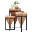 BEISTELLTISCH 41/41/66 cm Akazie massiv Naturfarben, Schwarz quadratisch  - Schwarz/Naturfarben, Trend, Holz/Metall (41/41/66cm) - Ambia Home