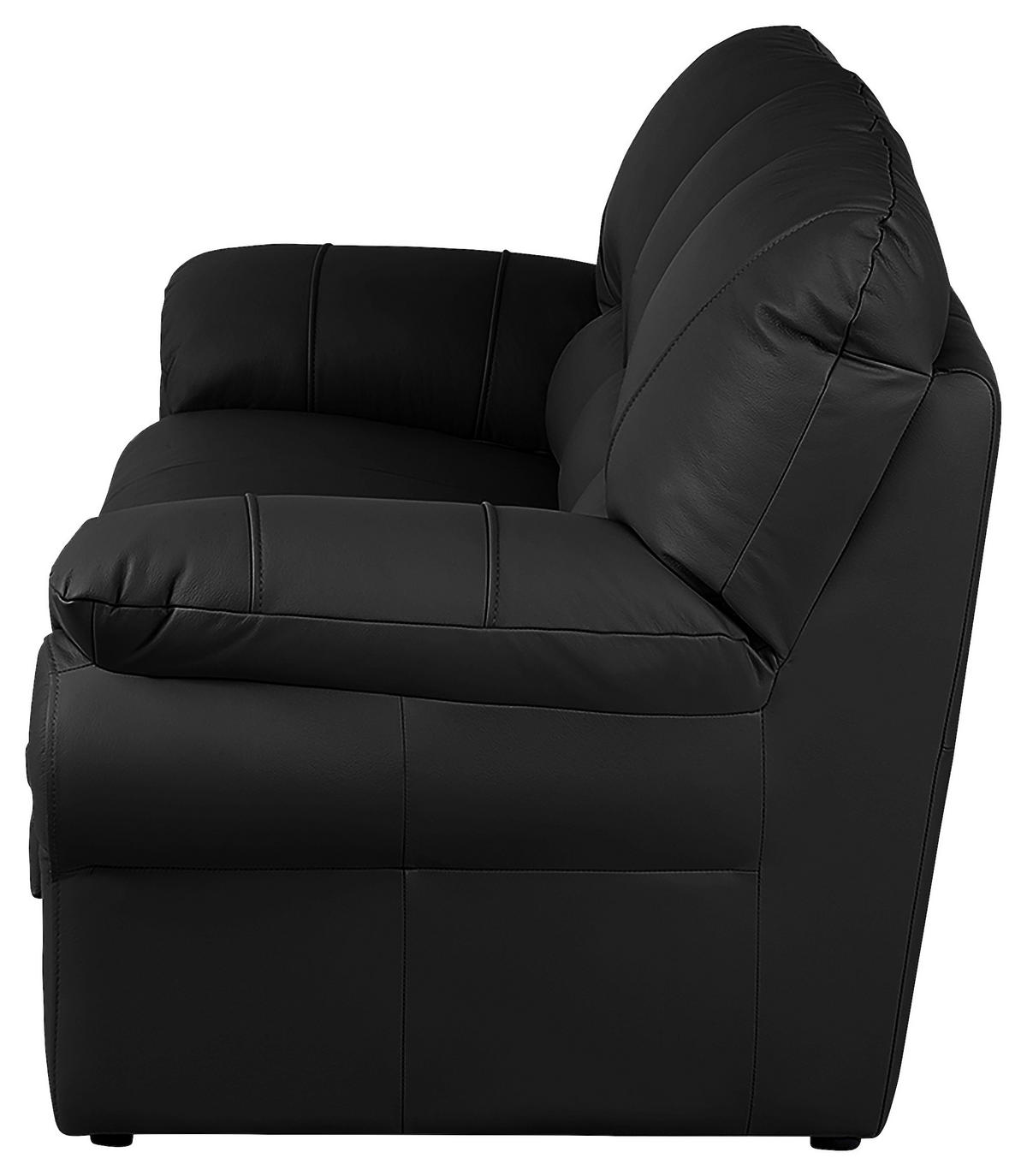 3-SITZER-SOFA Echtleder Schwarz  - Schwarz, Design, Leder/Kunststoff (205/92/85cm) - Livetastic