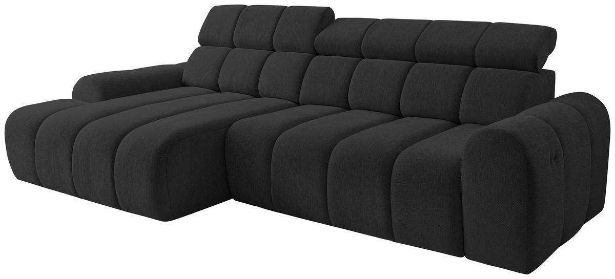 ECKSOFA  in Chenille Schwarz  152/290 cm  - Schwarz, Design, Kunststoff/Textil (152/290cm) - Stylife