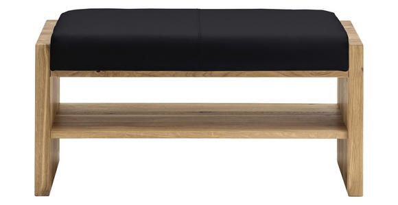 GARDEROBENBANK 88/44/42 cm  - Eichefarben/Anthrazit, MODERN, Leder/Holz (88/44/42cm) - Linea Natura