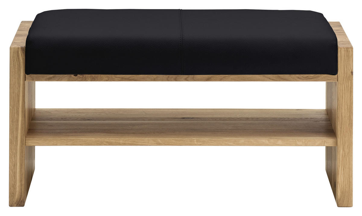 GARDEROBENBANK  in 88/44/42 cm  - Eichefarben/Anthrazit, MODERN, Leder/Holz (88/44/42cm) - Linea Natura