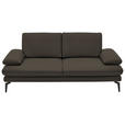 2,5-SITZER  in Echtleder Graubraun   - Graubraun/Schwarz, Design, Leder/Metall (196/86/104cm) - Dieter Knoll